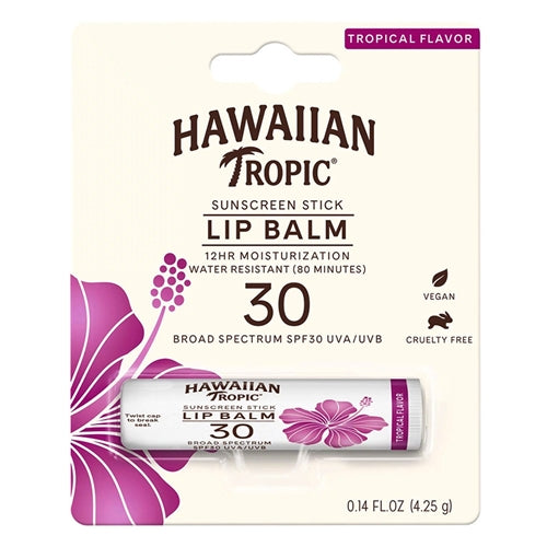 Hawaiian Tropic Sunscreen Stick Lip Balm, SPF 30, 0.14 Oz