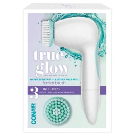 True Glow by Conair Battery Operated Facial Brush - Includes 3 Heads