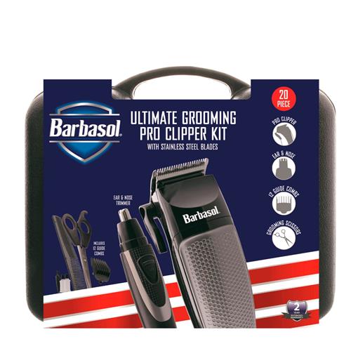 Barbasol 20Piece Ultimate Grooming Pro Hair Clipper Kit Black