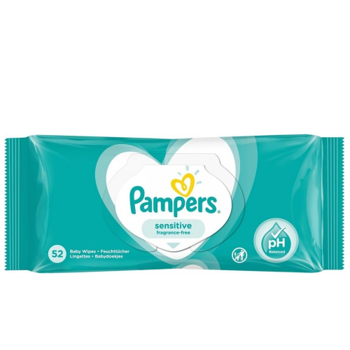 Pampers Baby Wipes Sensitive, Soft and Gentle, Plant-based, Fragrance