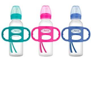Dr. Brown - Narrow Sippy Spout Bottle with Silicone Handles, Light Pink, 8 oz