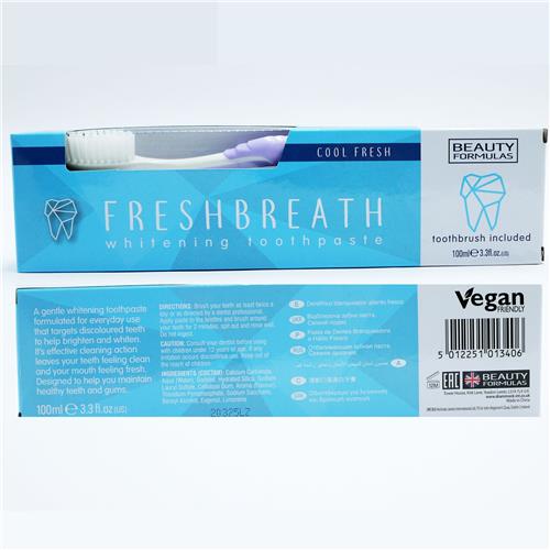 Beauty Formulas White Toothpaste + Brush 100ml, Cool Fresh