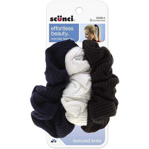 Scunci Effortless Beauty Basic Ruffle Ribbed Twist Scrunchies 3 each