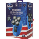 Barbasol LCD Display Rechargeable Head Shaver Set with a Cleaning Buffing Brush - 4ct