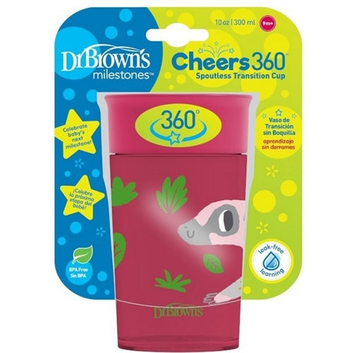 Dr. Brown's Milestones Cheers 360 Training Sippy Cup - Pink Animals - 10oz, 6M+
