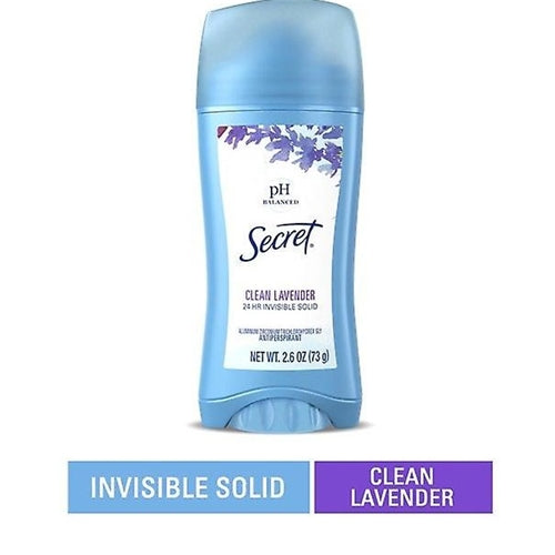 Secret Invisible Solid Antiperspirant & Deodorant, Clean Lavender, 2.6 oz