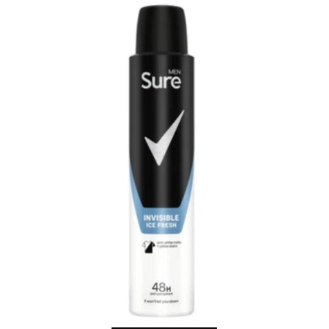 Sure Anti Perspirant Aerosol, 200ml Invisible Ice Fresh