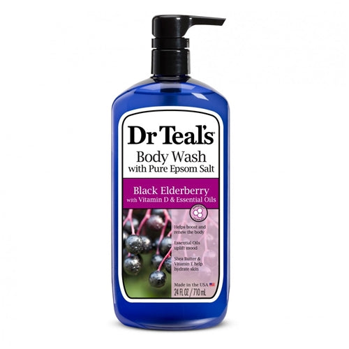 Dr Teal's Body Wash With Pure Epsom Salt, Black Elderberry Vitamin D 24 oz