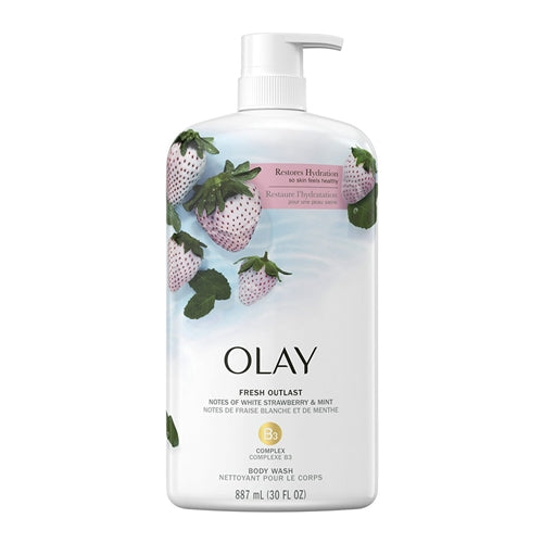 Olay Fresh Outlast White Strawberry & Mint Body Wash, 30 fl oz