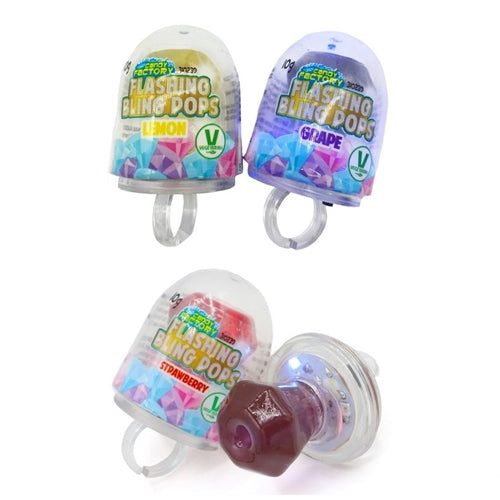 Crazy Candy Factory Flashing Bling Pops, Assorted Flavors 10g