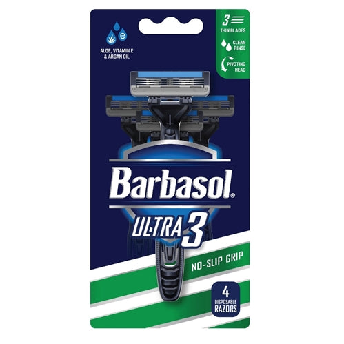 Barbasol Ultra 3 Premium Razors Disposable, 4 Each