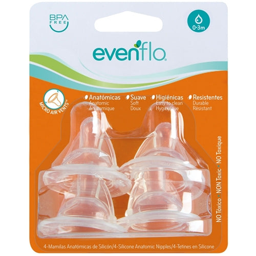 Evenflo 0-3 Months 4 Pack Nipples, BPA Free