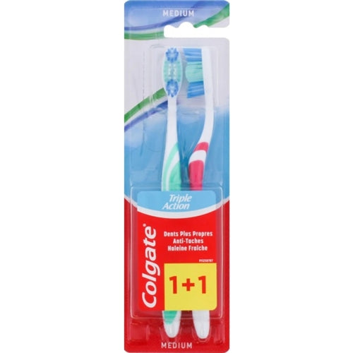Colgate Triple Action Toothbrush, Medium 2Pack