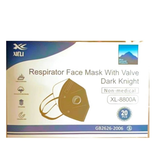 Xielii Respirator Face Mask With Valve, Black - 20 Pcs