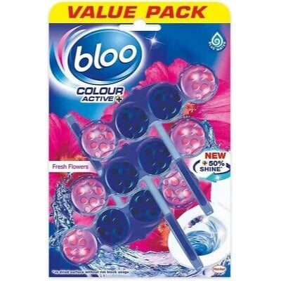 Bloo - Colour Active - Flowers Fragrance - Toilet Rim Block - 3 Pack