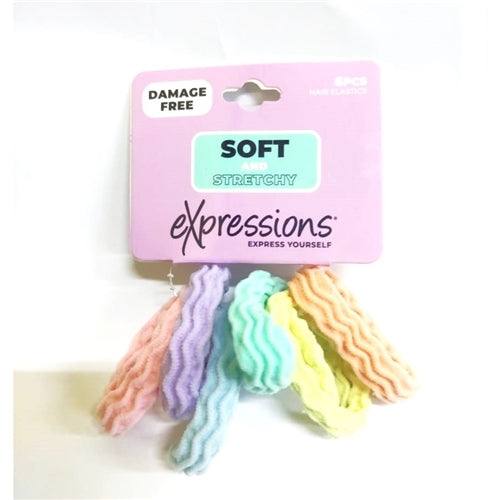 Expressions 6pc Woffle Ponytail Hair Ties - Pastel