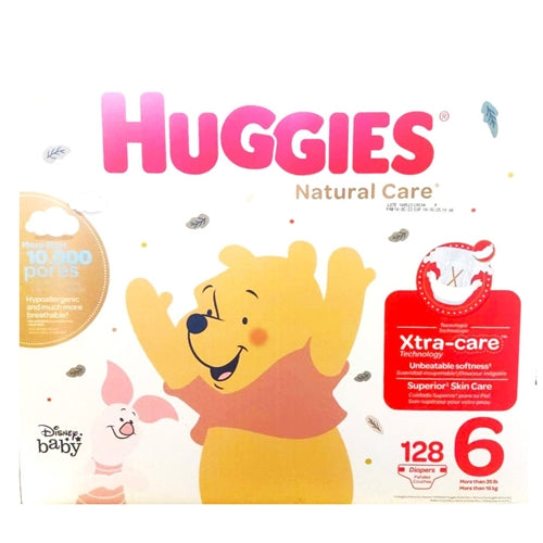 Huggies Natural Care Huge Stage 6 Diapers, Xtra Care Technology 128's