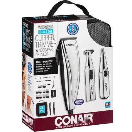 Conair 3-in-1 Chrome Haircut Grooming Kit Model Hct401