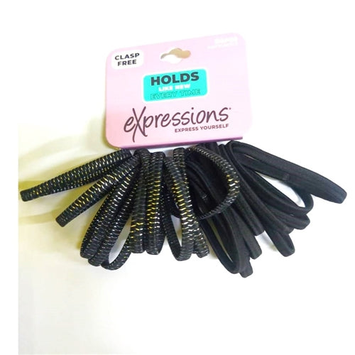 Expressions 24pc Black Elastic Hair Ties