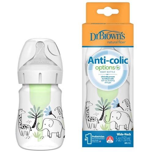 Dr Brown's Options+ Wide Neck Designer Bottles, Jungle Elephant 150ml