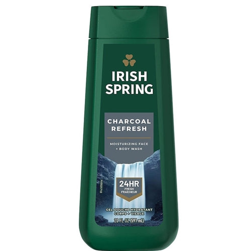 Irish Spring Body Wash for Men, Charcoal Refresh Body Wash, 20 Oz