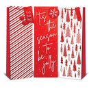Tallon Single Bottle Red Gift Bags - Christmas Assorted Designs