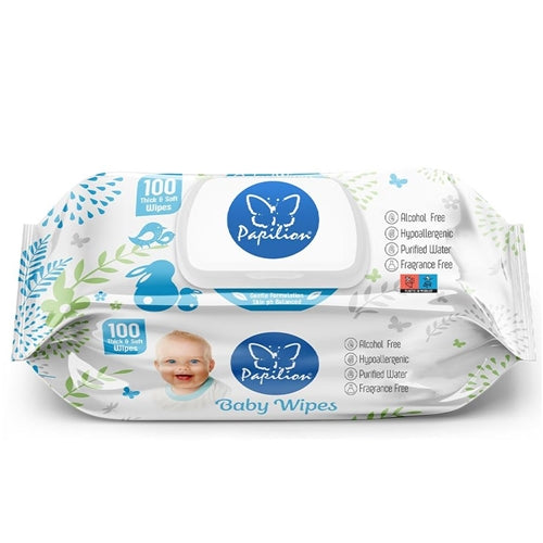 Papilion Hypoallergenic Baby Wipes - 100 Sheets