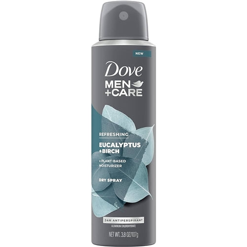 Dove Men+Care Antiperspirant Dry Spray Deodorant for Men Eucalyptus + Birch 48 Hour Sweat and Odor Protection 3.8 OZ