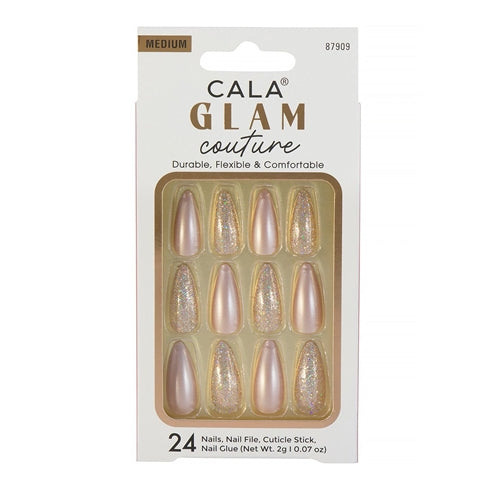 Cala Glam Couture Medium Almond - Rose Gold/Gold Glitter On Nails 24