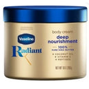 Vaseline Radiant X Deep Nourishment Body Cream for Dry Skin 100% Pure Shea Butter, Coconut Oil, Vitamin C, & Peptides, 10 oz
