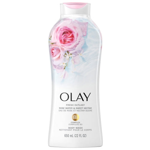 Olay Fresh Outlast Rose Water and Sweet Nectar Body Wash, 23.6 fl oz