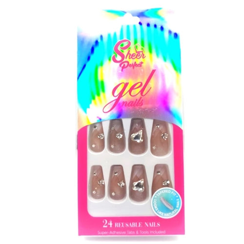 Sheer Perfect Gel Press On Nails - 24 Reuseable Nails