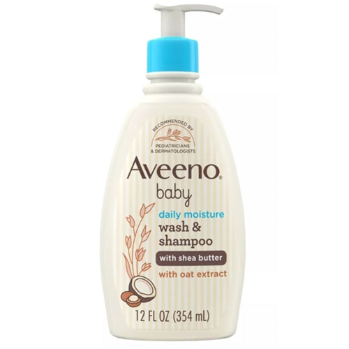 Aveeno Baby Daily Moisturizing 2-in-1 Wash & Shampoo with Shea Butter & Oat Extract - Coconut Scent - 12 fl oz