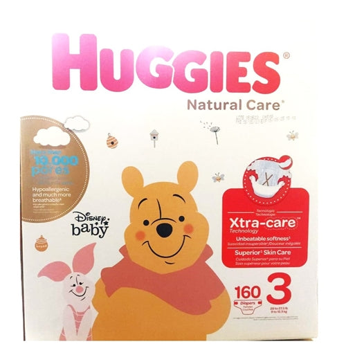 Huggies Natural Care Huge Stage 3 Diapers, Xtra Care Technology 160's
