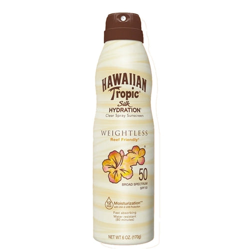 Hawaiian Tropic Weightless Hydration Clear Spray Sunscreen SPF 50, 6oz