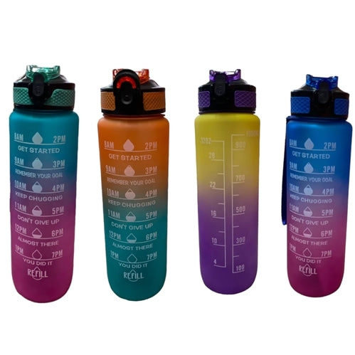 Colored Motivational Water Bottle 1000ml