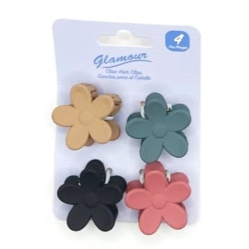 Glamour Small Claw Clips - 4Pcs Flowers Design