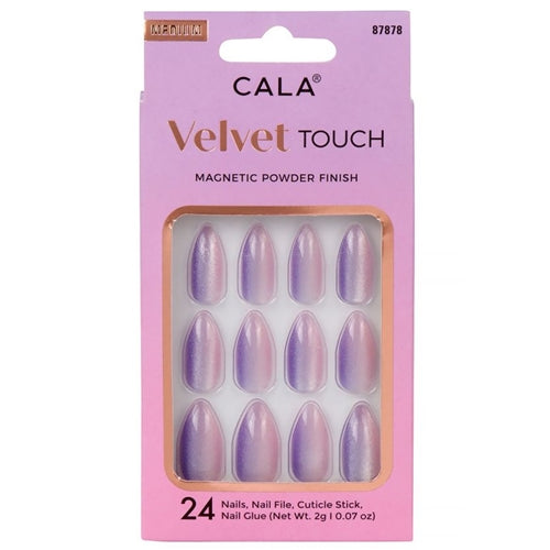 Cala Velvet Touch Press On Nails, Medium Stiletto Purple - Cateye