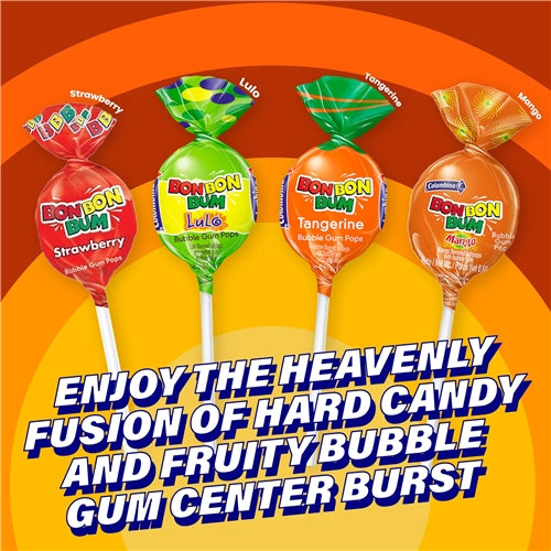 Bon Bon Bum Flavored Lollipop With Chewing Gum