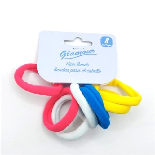 Glamour 8Pc Colored Hair Ties