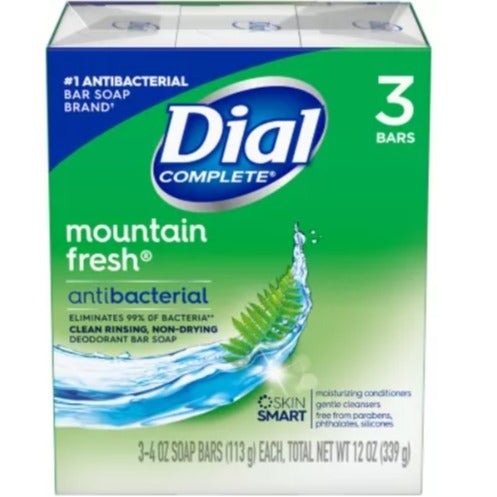 Dial Antibacterial Deodorant Refresh & Renew Mountain Fresh Bar Soap 3x4oz.