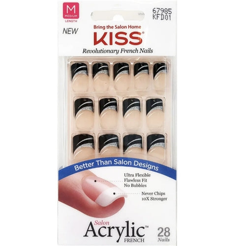 Kiss Salon Acrylic French Design Nail Ace of Clubs - 28ct