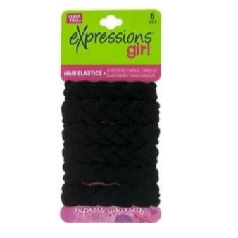 Expression 6pc Clasp Free Faux Braid Elastic - Black