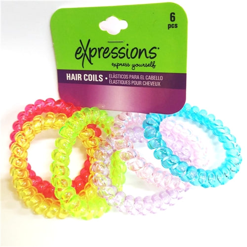 Expressions 6 Pack Transparent Coloured Hair Coils