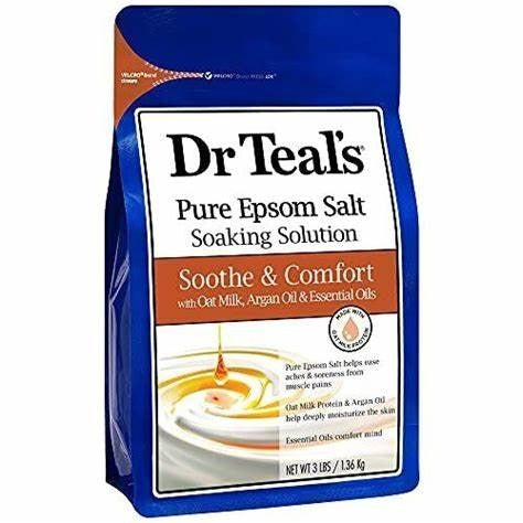 Dr Teal's Pure Epsom Salt Soak Soothe & Comfort With Oat Milk, Argan & Essential Oils 3 lbs