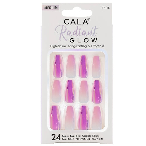 Cala Radiant Glow Medium Almond - Fuchsia/Purple Chrome On Nails 24