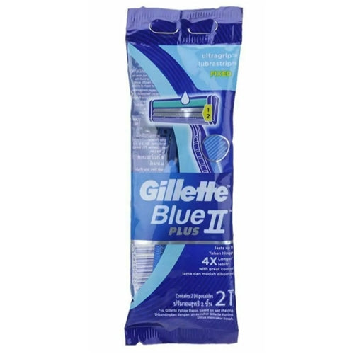 Gillette Blue II Plus Razors, Last 4X Longer - 2 Razors