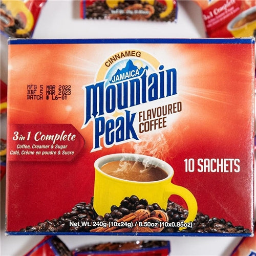 Mountain Peak Original Jamaican 3 In 1 Flavored Coffee, 10 Sachets