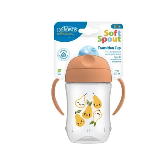 Dr.Brown's Soft Mouth Transition Tumbler +9 Months Coral Pear, 270ml