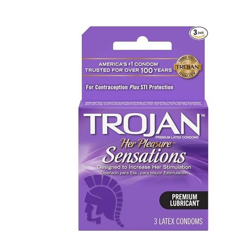 Trojan Her Pleasure Premium Lubricant 3 Latex Condoms